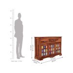 Roko Sheesham Wood Storage Cabinet Sideboard With Three Drawers - Image 8