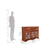 Roko Sheesham Wood Sideboard and Cabinet with Three Drawers (Honey Finish) - Image 8