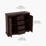 Embross Sheesham Wood Sideboard and Cabinet (Walnut Finish) - Image 8