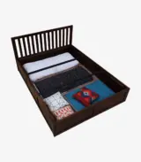 Eyva Sheesham Wood King Size Bed with Box Storage (Provincial Teak Finish) - Image 8