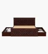 Flotingo Sheesham Wood Queen Size Bed with Drawer Storage (Walnut Finish) - Image 8
