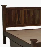 Lordenzo Sheesham Wood Queen Size Bed with Drawer Storage (Teak Finish) - Image 9