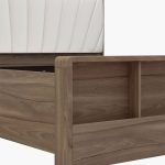 Cassandra Queen Size Upholstered Bed in Bella Noce & Glossy White Colour with Hydraulic Storage - Image 9