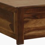 Turin Sheesham Wood Queen Size Bed In Provincial Teak Finish With Hydraulic - Image 9