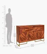 Jelt Sheesham Wood Sideboard and Cabinet (Honey Finish) - Image 9