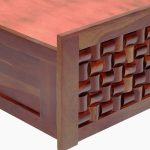 Jolieta Sheesham Wood Queen Size Bed with Hydraulic Box Storage (Honey Finish) - Image 9