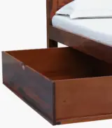 Sougur Sheesham Wood Single Bed with Drawer Storage (Honey Oak Finish) - Image 9