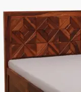 Chez Sheesham Wood Queen Size Bed with Box Storage (Honey Oak Finish) - Image 9