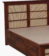 Adolf Sheesham Wood Queen Size Bed with Box Storage (Honey Oak Finish) - Image 9