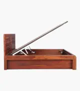 Woodrows Sheesham Wood Queen Size Bed with Hydraulic Box storage (Honey Finish) - Image 8