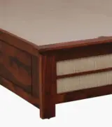 Adolf Sheesham Wood Queen Size Bed with Box Storage (Honey Oak Finish) - Image 10