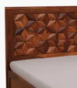 Bairon Sheesham Wood Queen Size Bed with Box Storage (Honey Oak Finish) - Image 9