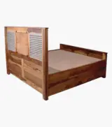 Jelice Sheesham Wood Queen Size Bed with Box Storage (Honey Oak Finish) - Image 9