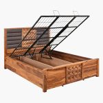 Hulk Sheesham Wood Queen Size Bed in Walnut Finish with Hydraulic Storage - Image 10