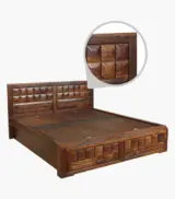 Woodrows Sheesham Wood Queen Size Bed with Box storage (Honey Finish) - Image 11