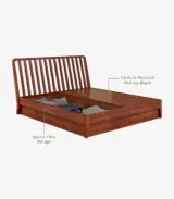 Purely Sheesham Wood King Size Beds with Box Storage (Honey Oak Finish) - Image 8