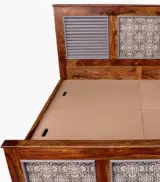 Jelice Sheesham Wood Queen Size Bed with Box Storage (Honey Oak Finish) - Image 11