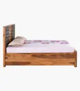 Huolk Sheesham Wood Queen Size Bed with Hydraulic Box Storage (Honey Finish) - Image 12