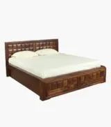 Woodrows Sheesham Wood Queen Size Bed with Box storage (Honey Finish) - Image 12