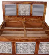 Jelice Sheesham Wood Queen Size Bed with Box Storage (Honey Oak Finish) - Image 12
