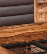 Huolk Sheesham Wood Queen Size Bed with Hydraulic Box Storage (Honey Finish) - Image 14
