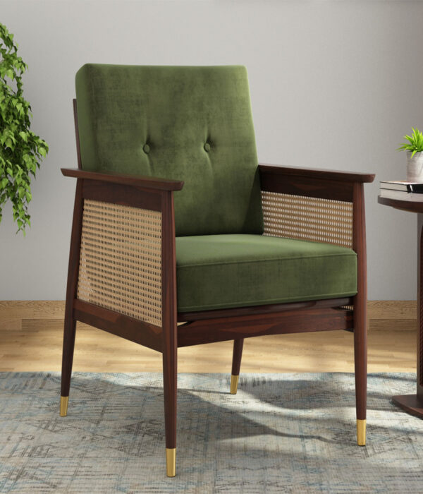 Emperor Cane Arm Chair (Dark Olive Green)