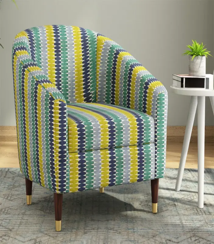 Jolien Sheesham Wood Frame with Cushioned Velvet Seating Arm Chair (Spring Motifs)