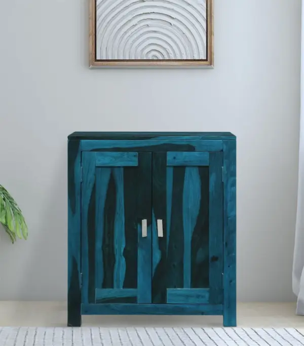 Orniel Sheesham Wood Shoe Cabinet (Blue Finish)