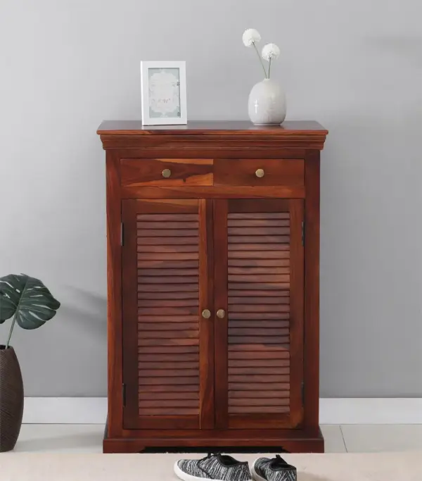 Carlison Sheesham Wood Shoe Cabinet (Honey Oak Finish)