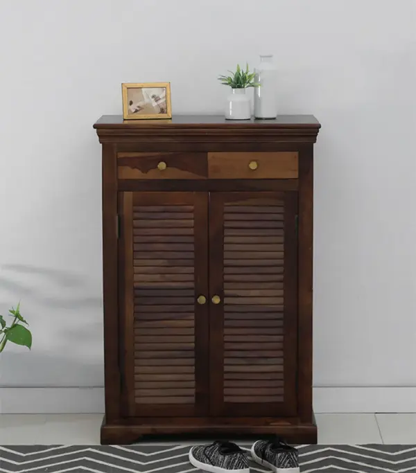 Carlison Sheesham Wood Shoe Cabinet (Provincial Teak Finish)