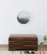 Syena Sheesham Wood Shoe Rack with Cushion Seating (Honey Oak Finish)