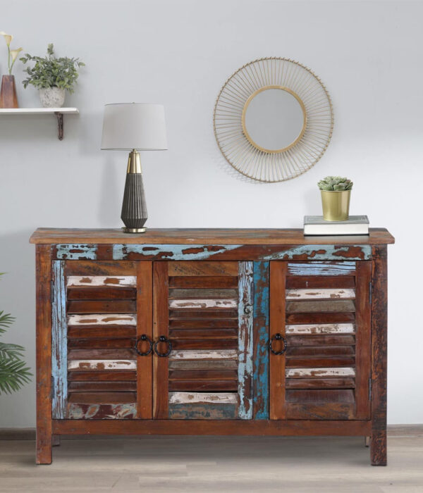 Azealia Reclaimed Wood Shoe Cabinet In Distress Finish