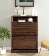 Zoist Solid Mango Wood Tilt Out Shoe Rack (Provincial Teak Finish)