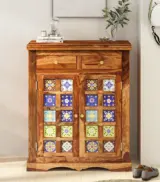 Sormikal Sheesham Wood Shoe Cabinet (Rustic Teak Finish)