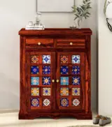 Sormikal Sheesham Wood Shoe Cabinet (Honey Oak Finish)