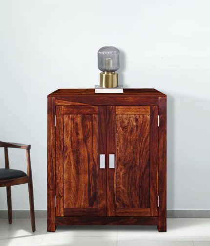 Oriel Sheesham Wood Shoe Cabinet in Scratch Resistant Honey Oak Finish