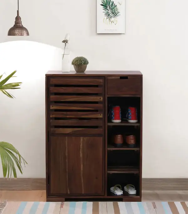 Wiemar Sheesham Wood Shoe Cabinet (Provincial Teak Finish)
