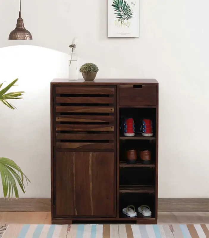 Wiemar Sheesham Wood Shoe Cabinet (Provincial Teak Finish)