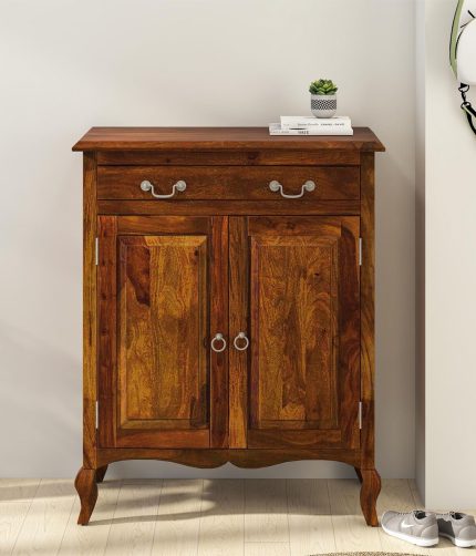 Anne Sheesham Wood Shoe Cabinet In Provincial Teak Finish