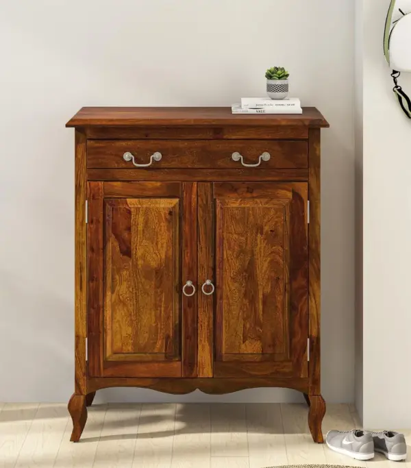 Anny Sheesham Wood Shoe Cabinet (Provincial Teak Finish)