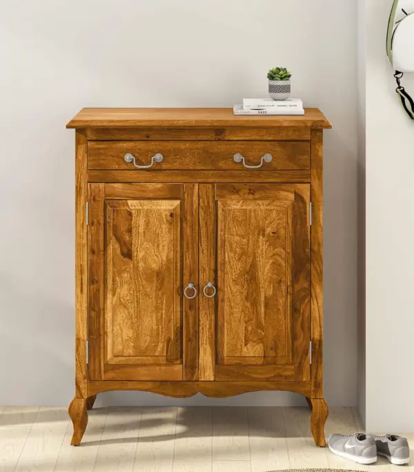 Anny Sheesham Wood Shoe Cabinet (Rustic Teak Finish)