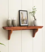 Teller Sheesham Wood Wall Shelf with Open Storage (Honey Finish)