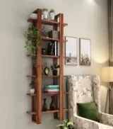 Proston Sheesham Wood Wall Shelf with Open Storage (Honey Finish)