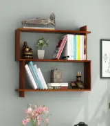 Scalpa Sheesham Wood Wall Shelf with Open Storage (Honey Finish)