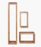 Mailaix Acacia Wood Set of 3 Wall Shelves with Open Storage (Acacia Varnished) - Image 5