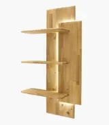 Fortge Solid Oak Wood Wall shelves with Open Storage (Honey Oak Finish)