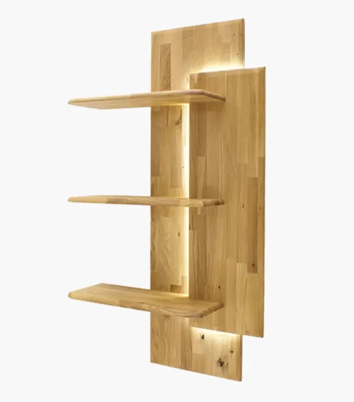 Fortge Solid Oak Wood Wall shelves with Open Storage (Honey Oak Finish)