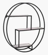 Sulong Circular Metal Frame with Acacia Wood Wall shelves (Acacia Finish)