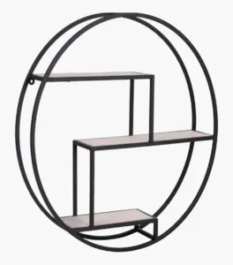 Sulong Circular Metal Frame with Acacia Wood Wall shelves (Acacia Finish)