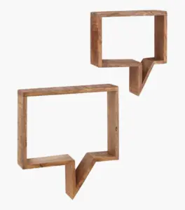Dairvel Mango Wood Set of 2 Wall Shelves (Honey Finish)